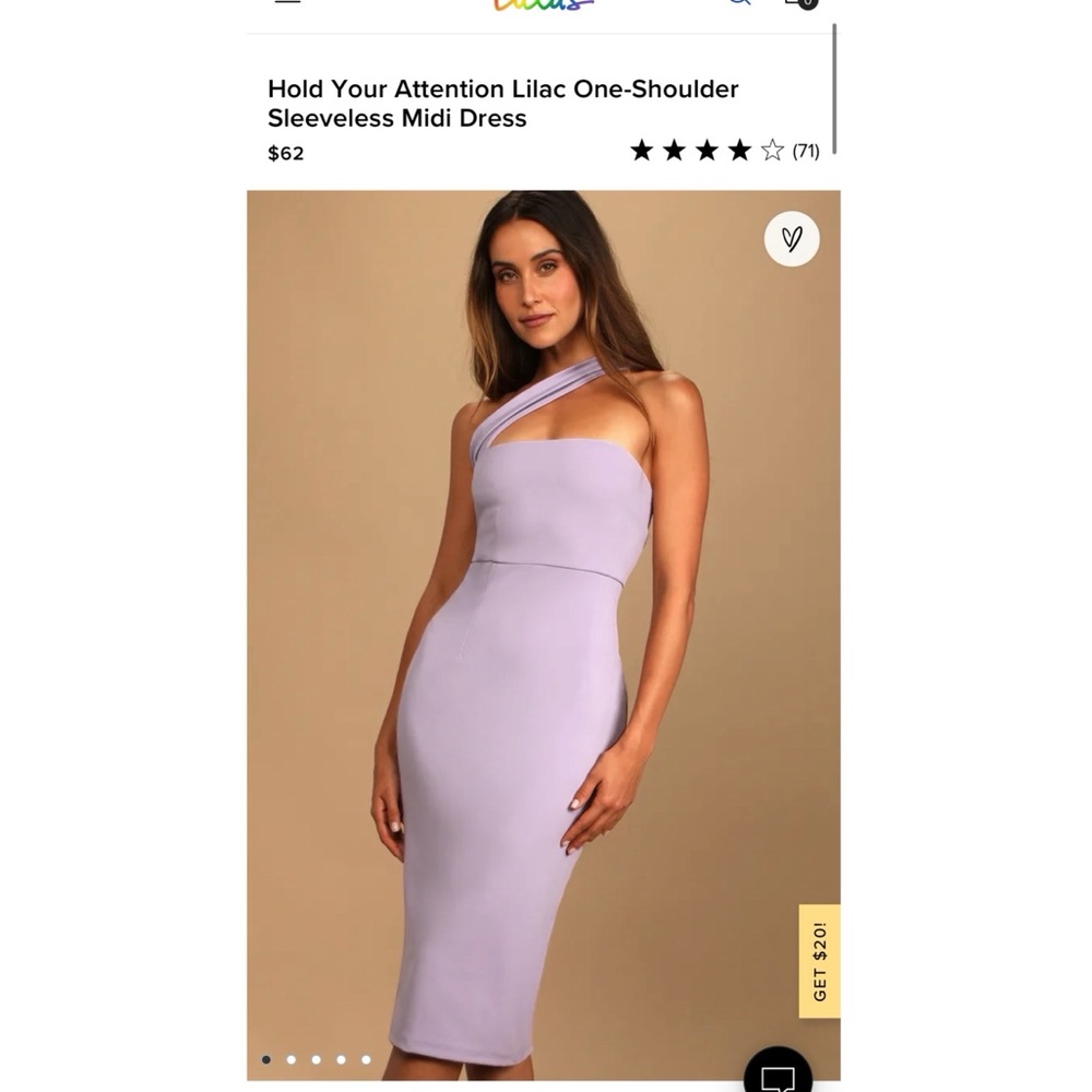 LULUS Hold Your Attention Lilac One-Shoulder Sleeveless Midi Dress never worn**